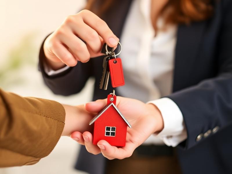 Real estate agent handing keys